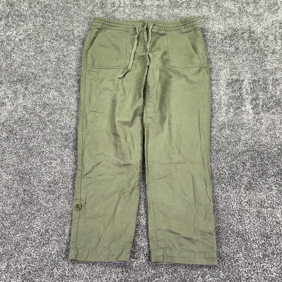 Talbots Pants - Talbots Pants Womens 8P Green Signature Chino Drawstring Casual City Pockets